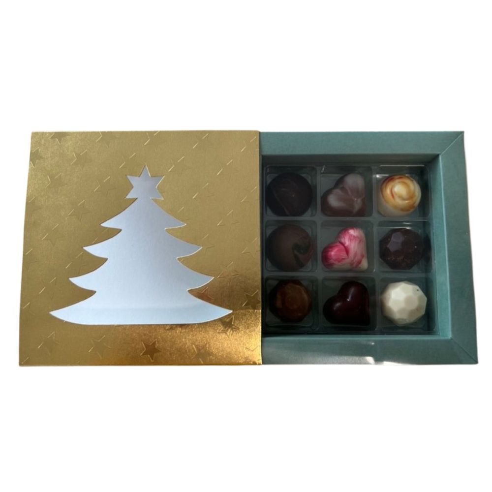 9er Pralinenbox Premium "Goldener Baum"