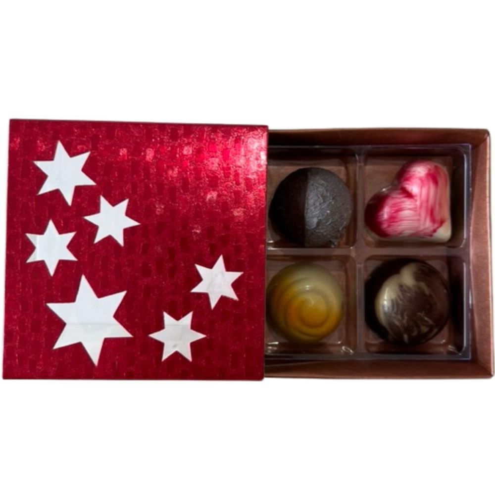 4er Pralinenbox Premium "Rote Sterne"