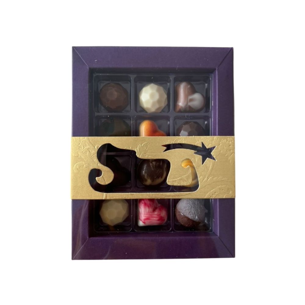 12er Pralinenbox Premium "goldener Schlitten"