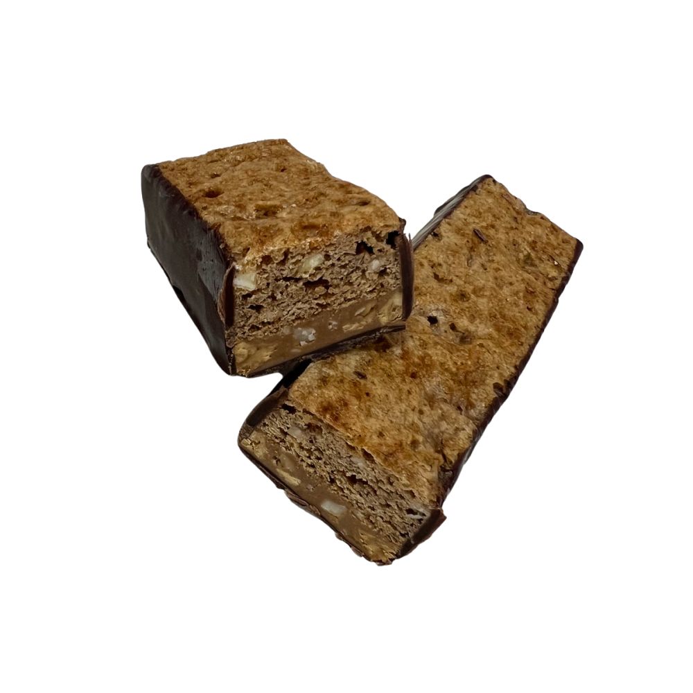 Haselnuss-Lebkuchenriegel mit Haselnusspraliné mit pers.Verpackung