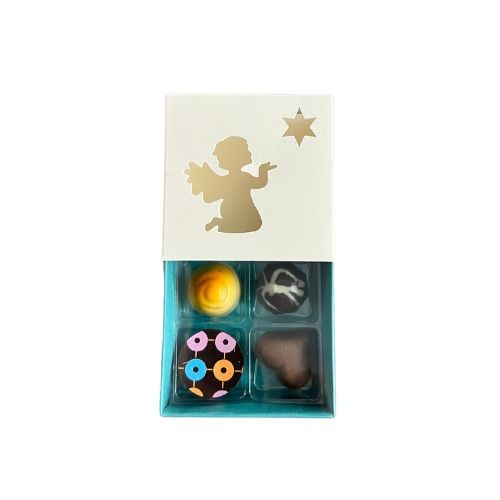 4er Pralinenbox Premium Farbe: Türkis "Weißer Engerl"