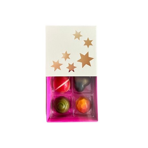 4er Pralinenbox Premium Farbe: Pink "Weißer Engerl"