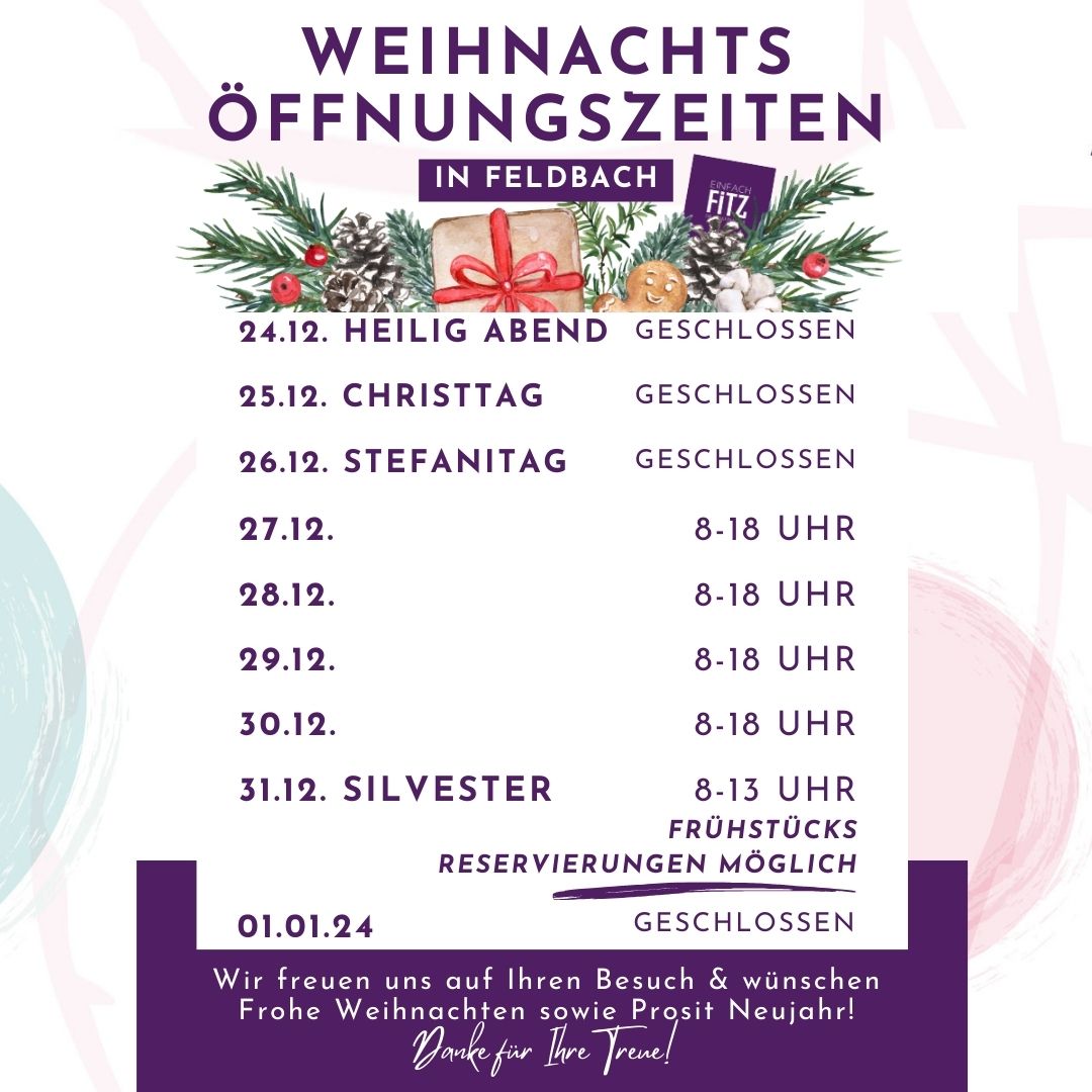 Weihnachtsöffnungszeiten unserer Filialen