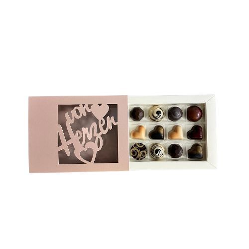 12er Pralinenbox Premium "von Herzen" 