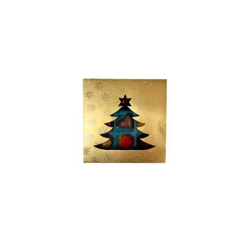 9er Pralinenbox Premium "Goldener Baum" - Türkis