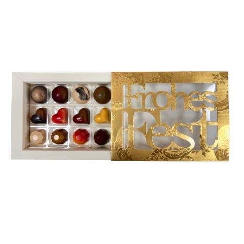 12er Pralinenbox Premium "Frohes Fest" - Weiß