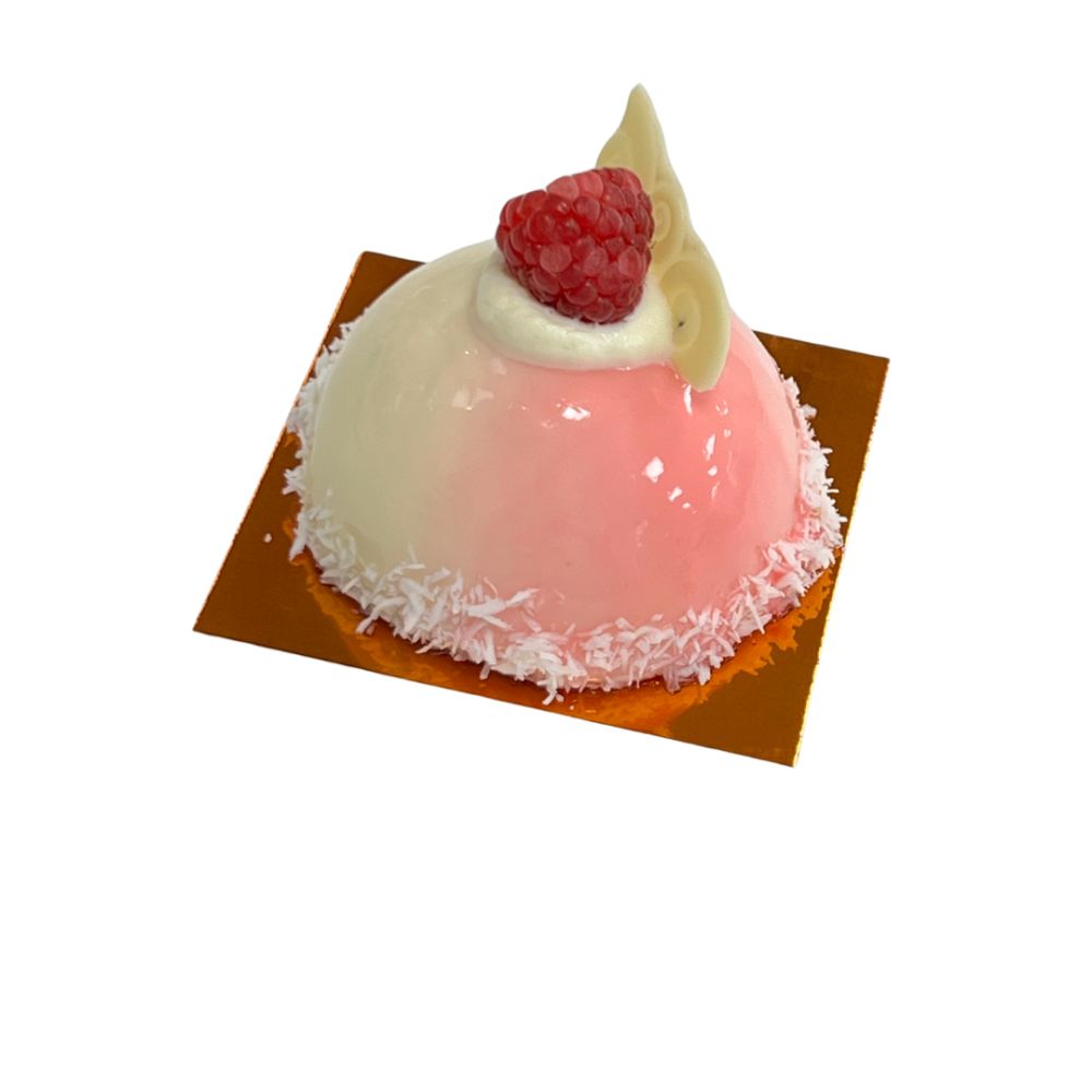 Kokos-Himbeer Panna Cotta Querschnitt